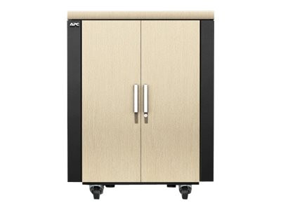 APC NetShelter CX Secure Soundproof Server Room in a Box Enclosure - Shock Packaging - Rack - cabinet - with power distribution unit - grey, oak - 18U - 19"
